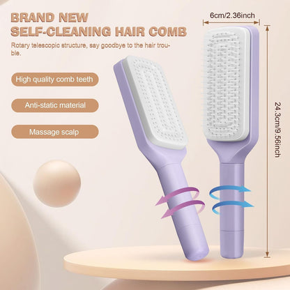 SmoothCare Self-Cleaning Anti-Static Massage Comb