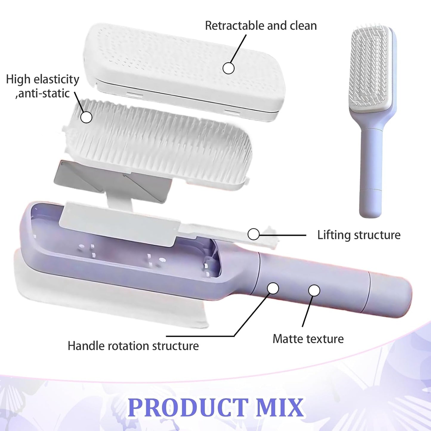SmoothCare Self-Cleaning Anti-Static Massage Comb